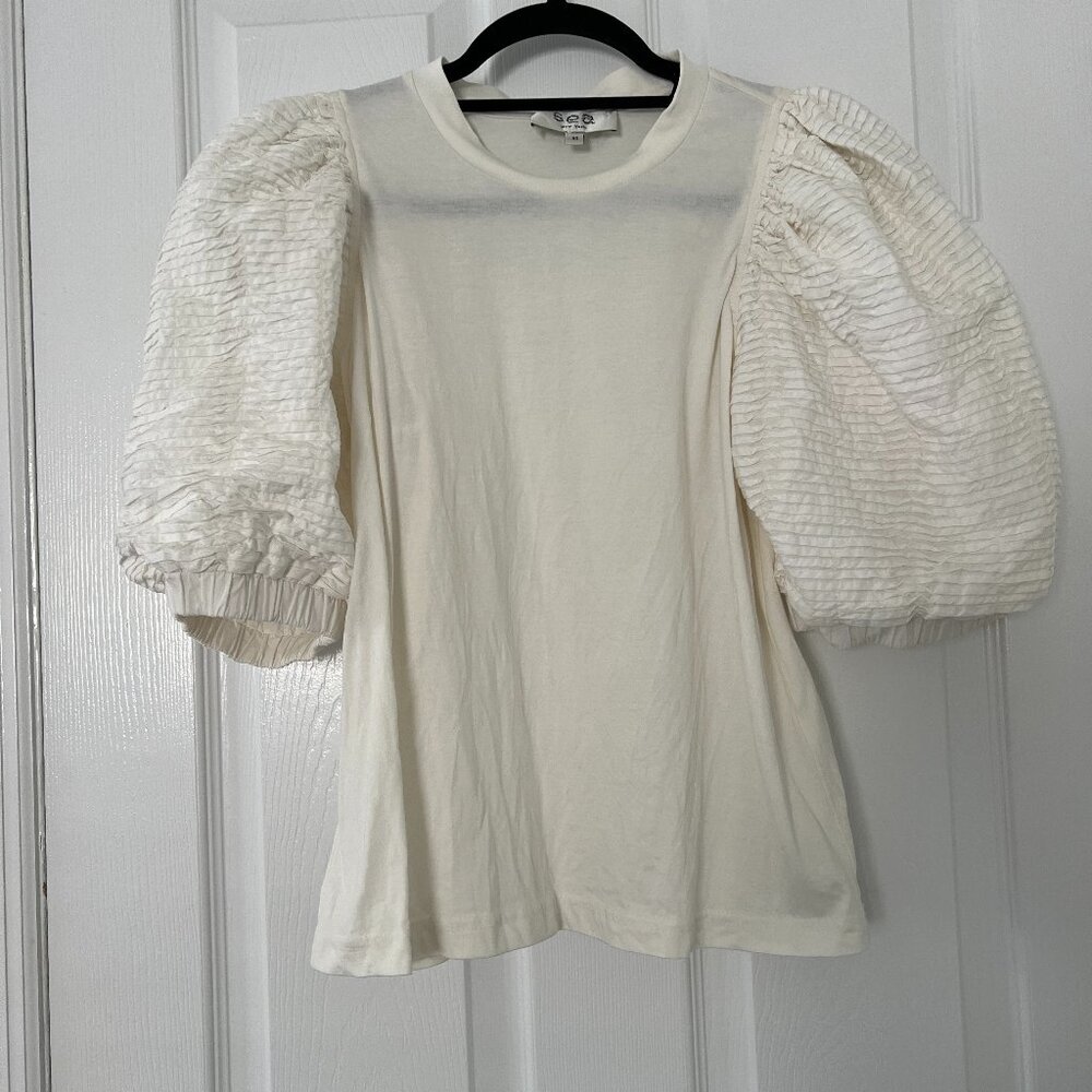 Sea New York Puff Sleeve Ivory Top XSmall